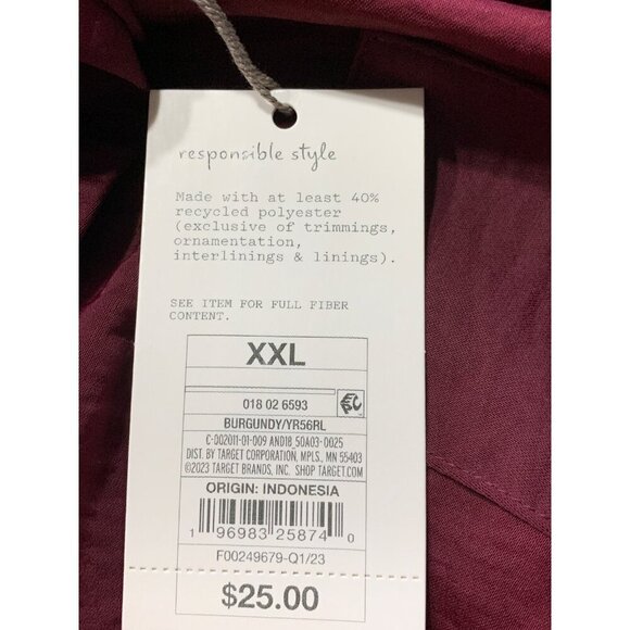 XXL - Womens Relaxed Fit Long Sleeve Button-Down Shirt - A New Day - Burgundy - Picture 4 of 5